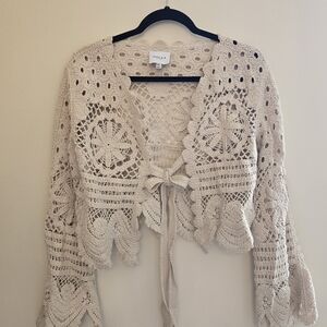 Gilli Beige Crochet Cardigan
